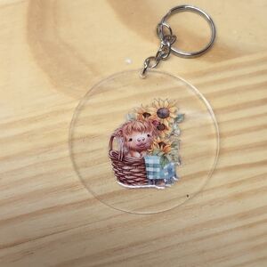 Cute Highland Cow Keychain with Sunflowers